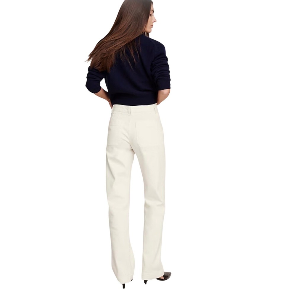 Banana Republic Women's Weekender Straight gi Pants Cream Size 14 - Picture 2 of 9